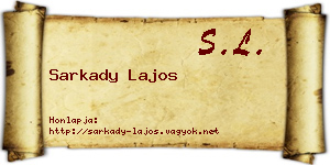 Sarkady Lajos névjegykártya